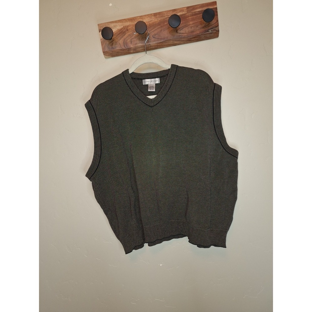 Cypress Links  V Neck Golf Pullover Vest Sweater 100% Cotton Size XL Br/black